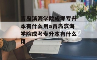 青岛滨海学院成考专升本有什么用a青岛滨海学院成考专升本有什么用