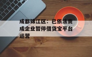 成都锦江区：已依法责成企业暂停借贷宝平台运营