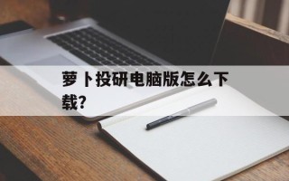 萝卜投研电脑版怎么下载？
