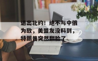 退出北约！绝不与中俄为敌，美盟友没料到，特朗普突然翻脸了
