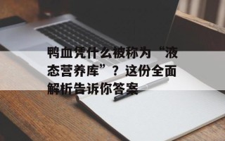 鸭血凭什么被称为“液态营养库”？这份全面解析告诉你答案