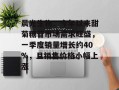 晨光生物：今年以来甜菊糖苷市场需求旺盛，一季度销量增长约40%，且销售价格小幅上涨