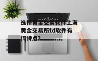 选择黄金交易软件上海黄金交易所td软件有何特点？