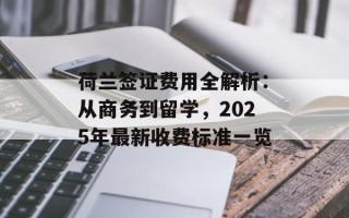 荷兰签证费用全解析：从商务到留学，2025年最新收费标准一览