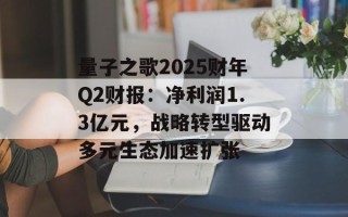 量子之歌2025财年Q2财报：净利润1.3亿元，战略转型驱动多元生态加速扩张