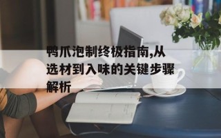 鸭爪泡制终极指南,从选材到入味的关键步骤解析