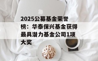 2025公募基金荣誉榜：华泰保兴基金获得最具潜力基金公司1项大奖