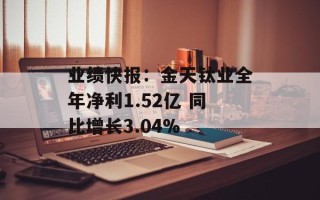 业绩快报：金天钛业全年净利1.52亿 同比增长3.04%