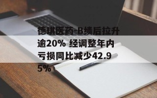 德琪医药-B绩后拉升逾20% 经调整年内亏损同比减少42.95%