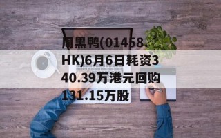 周黑鸭(01458.HK)6月6日耗资340.39万港元回购131.15万股