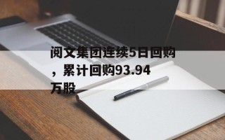 阅文集团连续5日回购，累计回购93.94万股