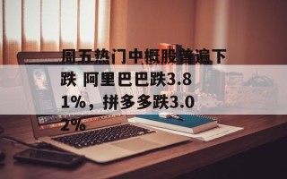 周五热门中概股普遍下跌 阿里巴巴跌3.81%，拼多多跌3.02%