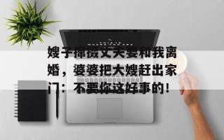 嫂子撺掇丈夫要和我离婚，婆婆把大嫂赶出家门：不要你这好事的！