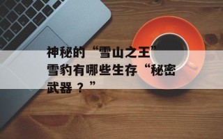 神秘的“雪山之王” 雪豹有哪些生存“秘密武器 ？”