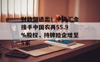 财政部退出！中央汇金接手中国农再55.9%股权，持牌险企增至5家