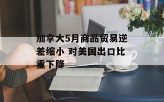 加拿大5月商品贸易逆差缩小 对美国出口比重下降