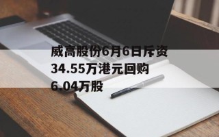 威高股份6月6日斥资34.55万港元回购6.04万股