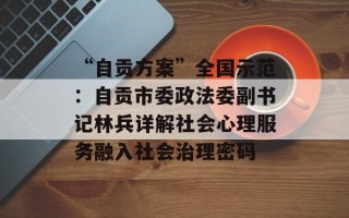 “自贡方案”全国示范：自贡市委政法委副书记林兵详解社会心理服务融入社会治理密码