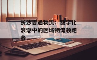 长沙吉通物流：数字化浪潮中的区域物流领跑者