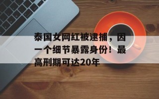 泰国女网红被逮捕，因一个细节暴露身份！最高刑期可达20年