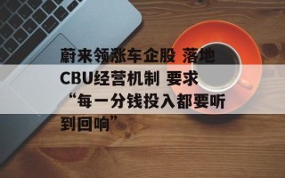 蔚来领涨车企股 落地CBU经营机制 要求“每一分钱投入都要听到回响”