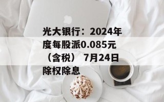 光大银行：2024年度每股派0.085元（含税） 7月24日除权除息