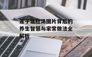 莲子猪肚汤图片背后的养生智慧与家常做法全解析