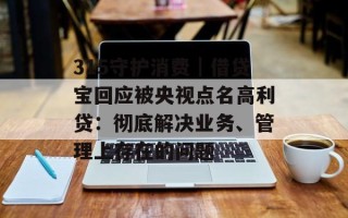 315守护消费｜借贷宝回应被央视点名高利贷：彻底解决业务、管理上存在的问题