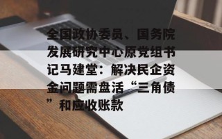 全国政协委员、国务院发展研究中心原党组书记马建堂：解决民企资金问题需盘活“三角债”和应收账款