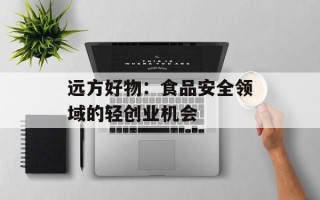 远方好物：食品安全领域的轻创业机会
