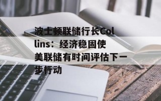 波士顿联储行长Collins：经济稳固使美联储有时间评估下一步行动