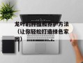 龙叶的种植和养护方法（让你轻松打造绿色家园）