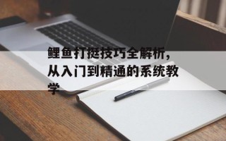 鲤鱼打挺技巧全解析,从入门到精通的系统教学