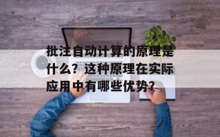 批注自动计算的原理是什么？这种原理在实际应用中有哪些优势？