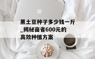 黑土豆种子多少钱一斤_揭秘亩省600元的高效种植方案
