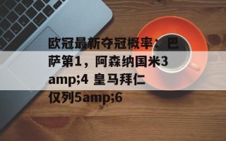 欧冠最新夺冠概率：巴萨第1，阿森纳国米3amp;4 皇马拜仁仅列5amp;6