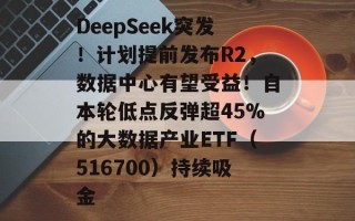 DeepSeek突发！计划提前发布R2，数据中心有望受益！自本轮低点反弹超45%的大数据产业ETF（516700）持续吸金