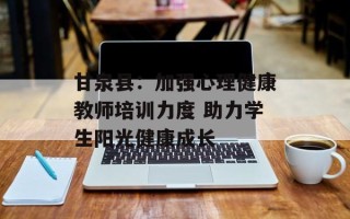 甘泉县：加强心理健康教师培训力度 助力学生阳光健康成长