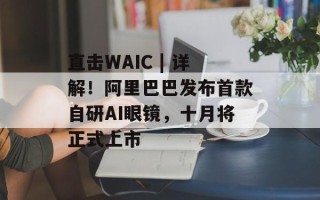 直击WAIC | 详解！阿里巴巴发布首款自研AI眼镜，十月将正式上市