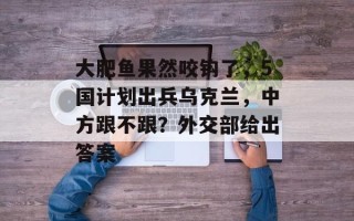 大肥鱼果然咬钩了，5国计划出兵乌克兰，中方跟不跟？外交部给出答案