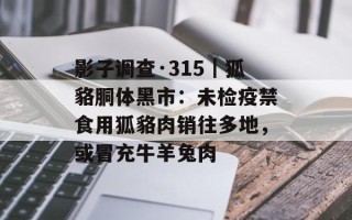 影子调查·315｜狐貉胴体黑市：未检疫禁食用狐貉肉销往多地，或冒充牛羊兔肉