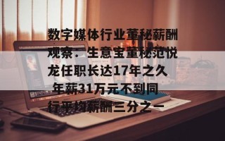 数字媒体行业董秘薪酬观察：生意宝董秘范悦龙任职长达17年之久 年薪31万元不到同行平均薪酬三分之一