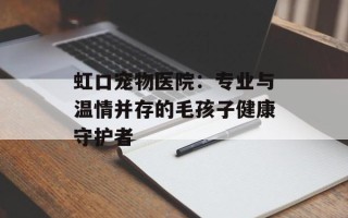 虹口宠物医院：专业与温情并存的毛孩子健康守护者