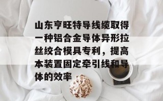 山东亨旺特导线缆取得一种铝合金导体异形拉丝绞合模具专利，提高本装置固定牵引线和导体的效率