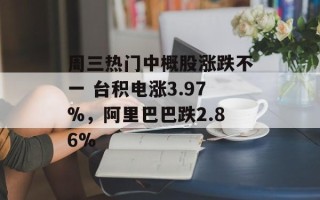 周三热门中概股涨跌不一 台积电涨3.97%，阿里巴巴跌2.86%