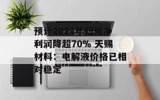 预计2024年归母净利润降超70% 天赐材料：电解液价格已相对稳定