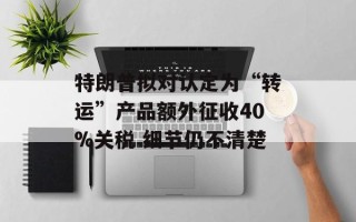特朗普拟对认定为“转运”产品额外征收40%关税 细节仍不清楚