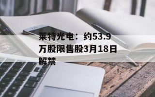 莱特光电：约53.9万股限售股3月18日解禁