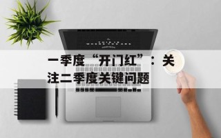 一季度“开门红”：关注二季度关键问题