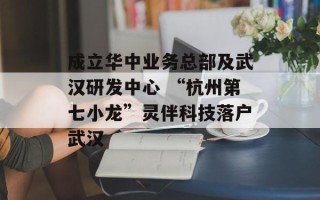 成立华中业务总部及武汉研发中心 “杭州第七小龙”灵伴科技落户武汉